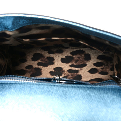 Dolce & Gabbana Metallic Dauphine Medium Miss Sicily Satchel Blue 5 of 9