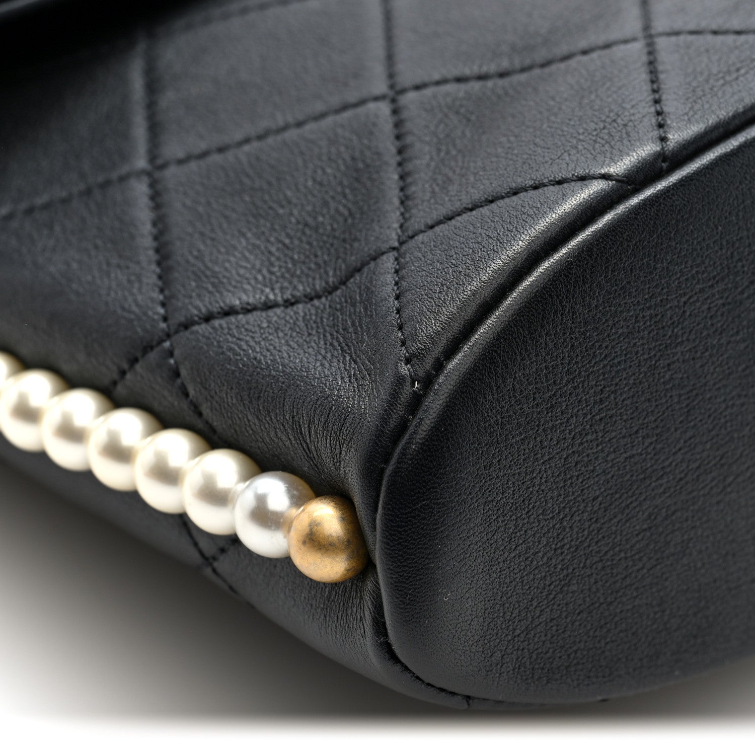 Chanel Calfskin Quilted Pearl Small About Pearls Hobo Bag Black 9 of 10