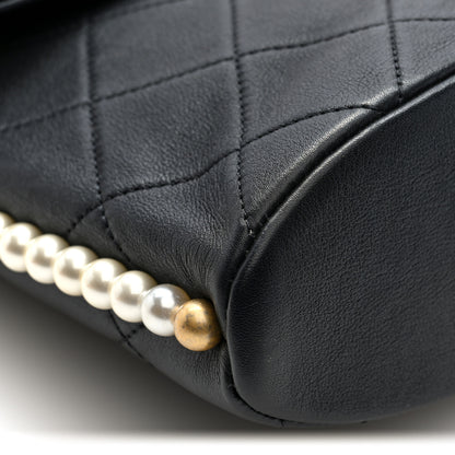 Chanel Calfskin Quilted Pearl Small About Pearls Hobo Bag Black 9 of 10