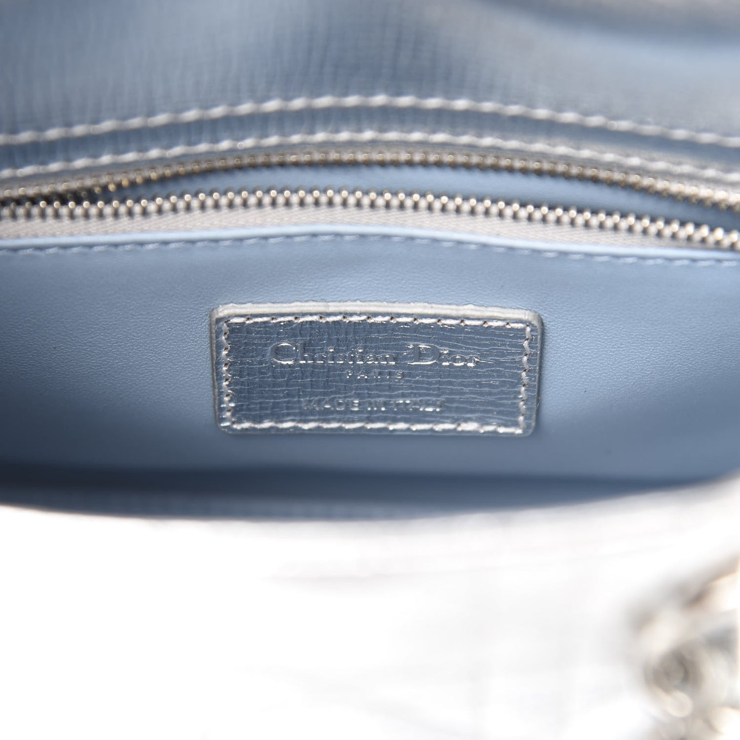 Metallic Grained Calfskin Cannage Small Lucky Badges My Lady Dior Silver