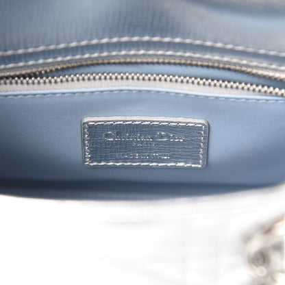 Christian Dior Metallic Grained Calfskin Cannage Small Lucky Badges My Lady Dior Silver 6 of 10
