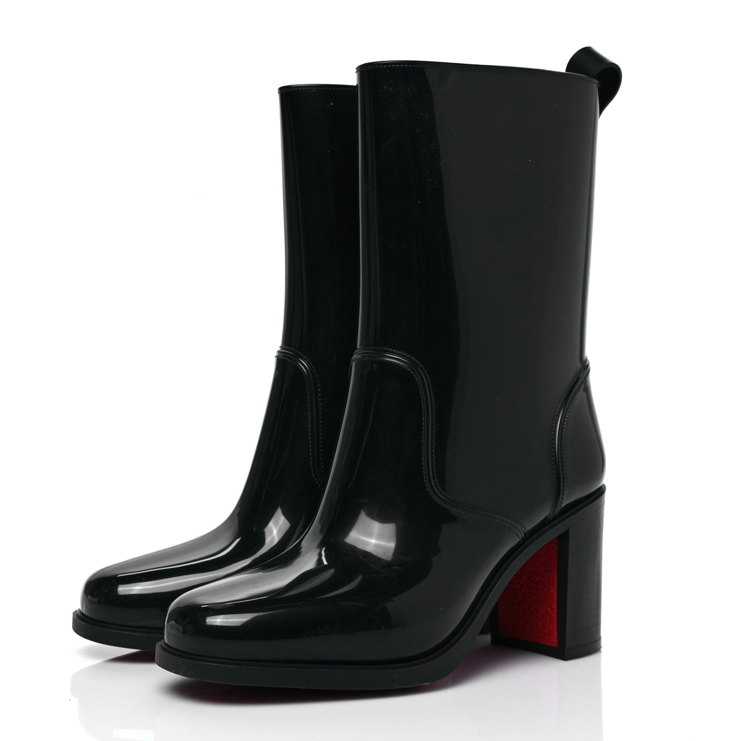Recycled PVC Calfskin Loubirain 70 Boots 38 Black