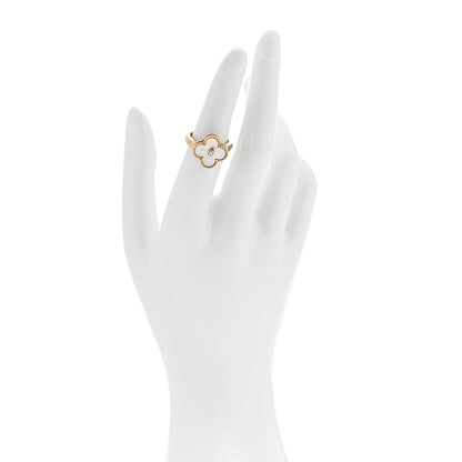 Van Cleef & Arpels 18K Yellow Gold Mother of Pearl Vintage Alhambra Ring 51 5.75 2 of 5