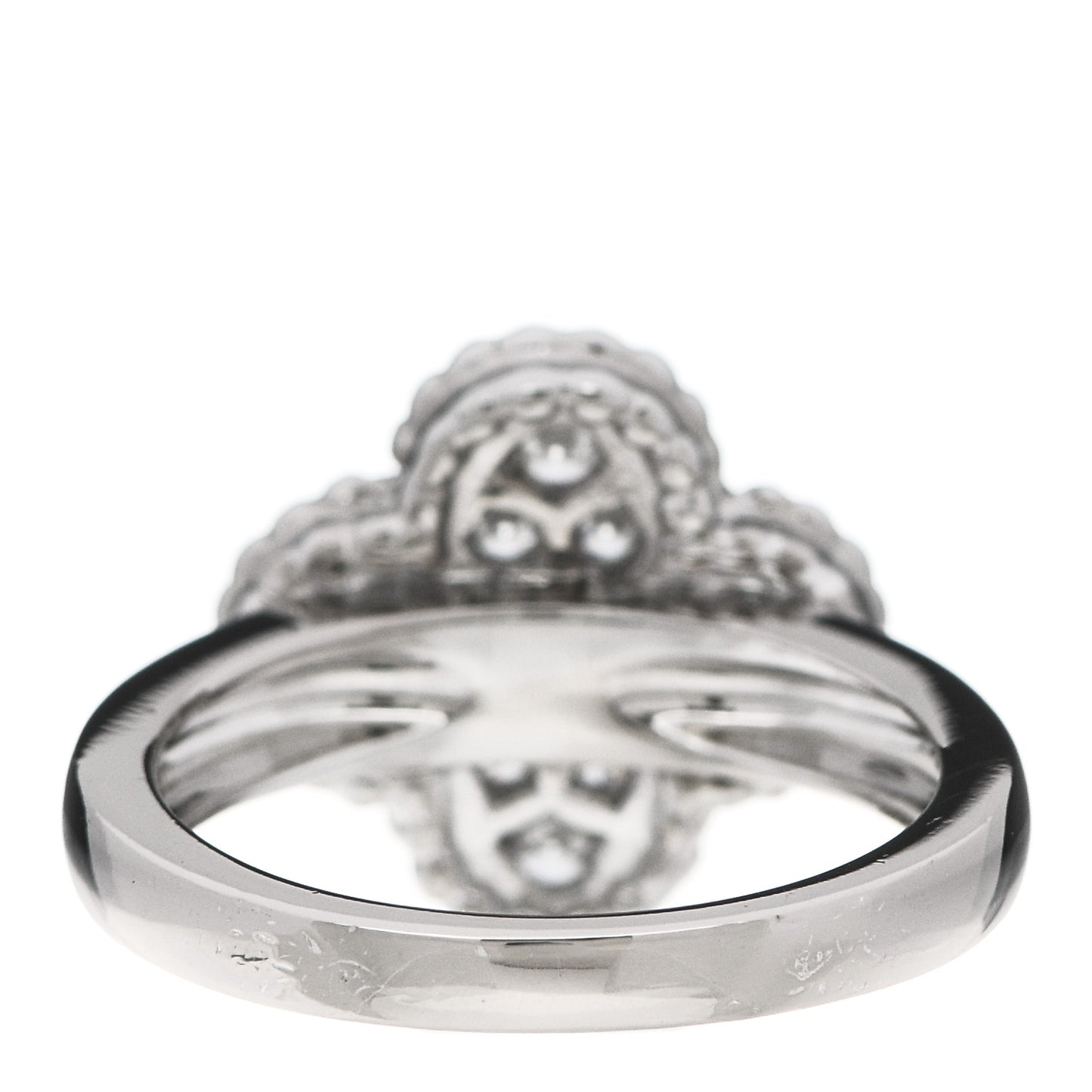 18K White Gold Diamond Vintage Alhambra Ring 51 5.75