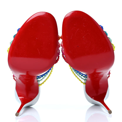 Christian Louboutin Specchio Calfskin Crystal Marthastrass 100 Slide Sandals 40.5 Silver Multicolor 5 of 7