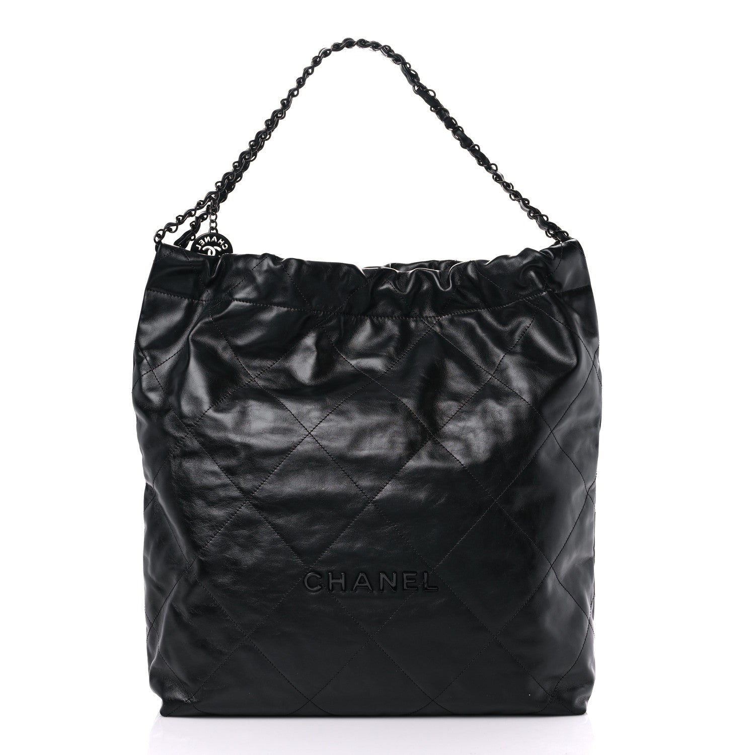 Chanel Shiny Calfskin Quilted Large Chanel 22 So Black 2 of 11