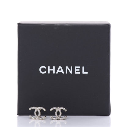 Chanel Pearl Crystal CC Charms Stud Earrings Light Gold 6 of 6