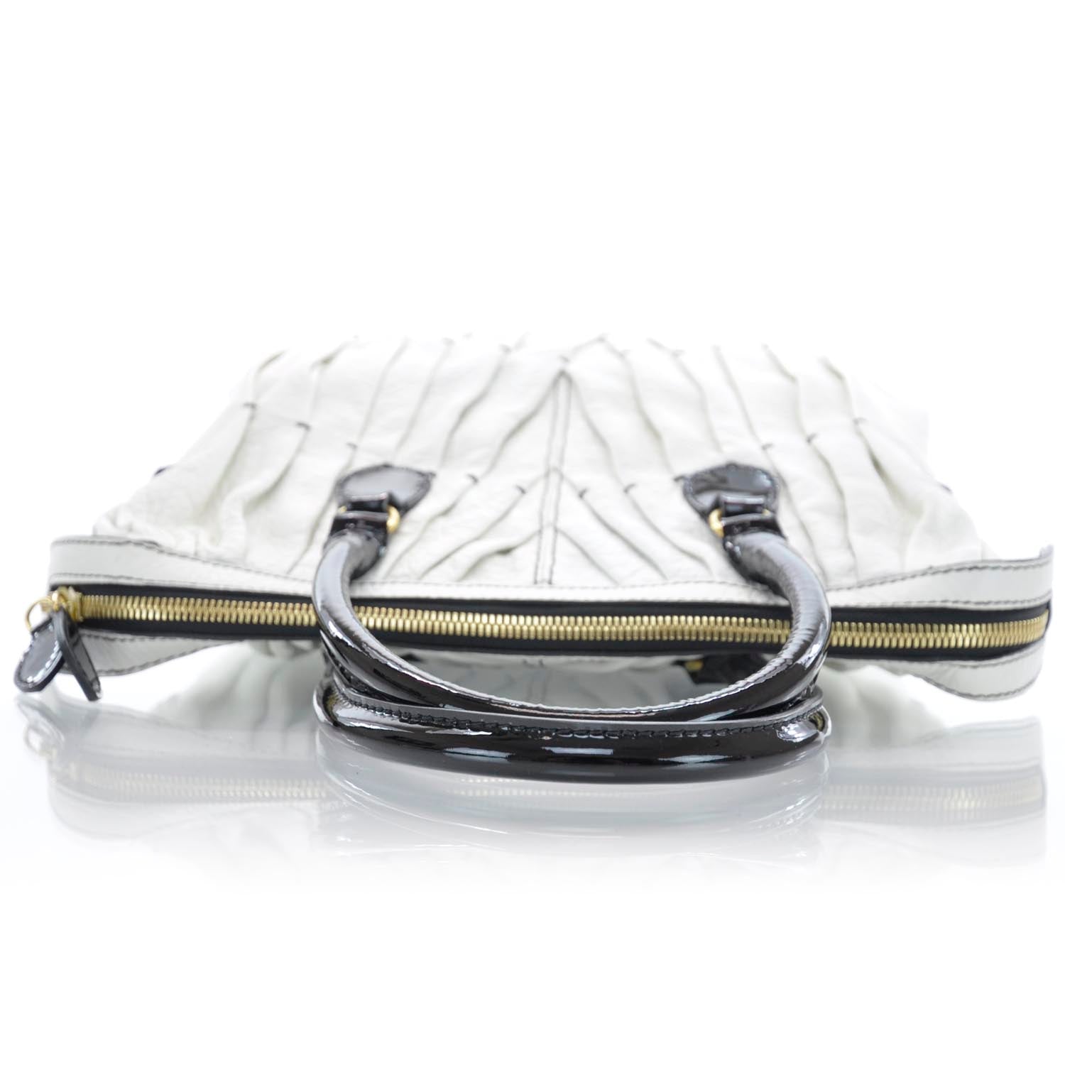 Valentino Garavani Leather Pleated Maizeon Tote Black and White 5 of 9