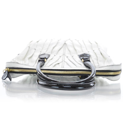 Valentino Garavani Leather Pleated Maizeon Tote Black and White 5 of 9