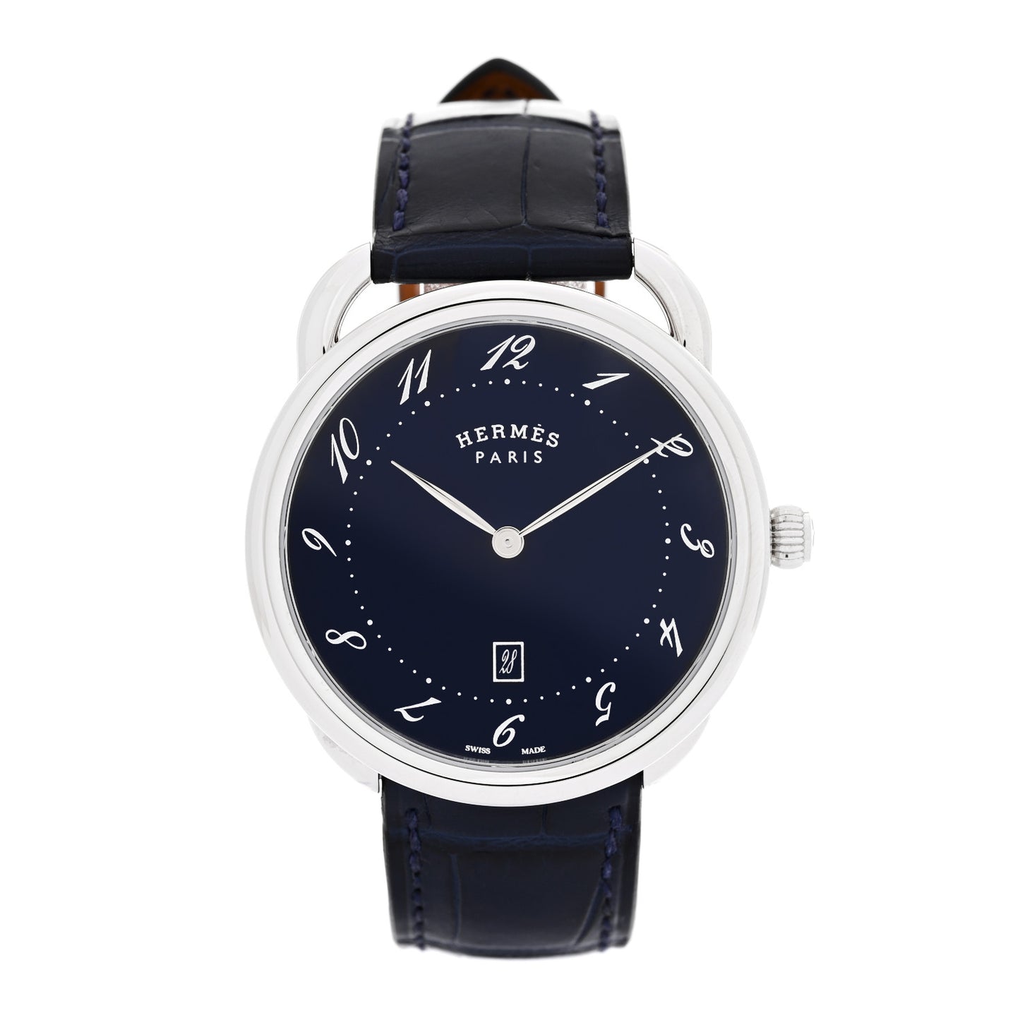 Stainless Steel Alligator 40mm Arceau Quartz Watch Bleu Abysse