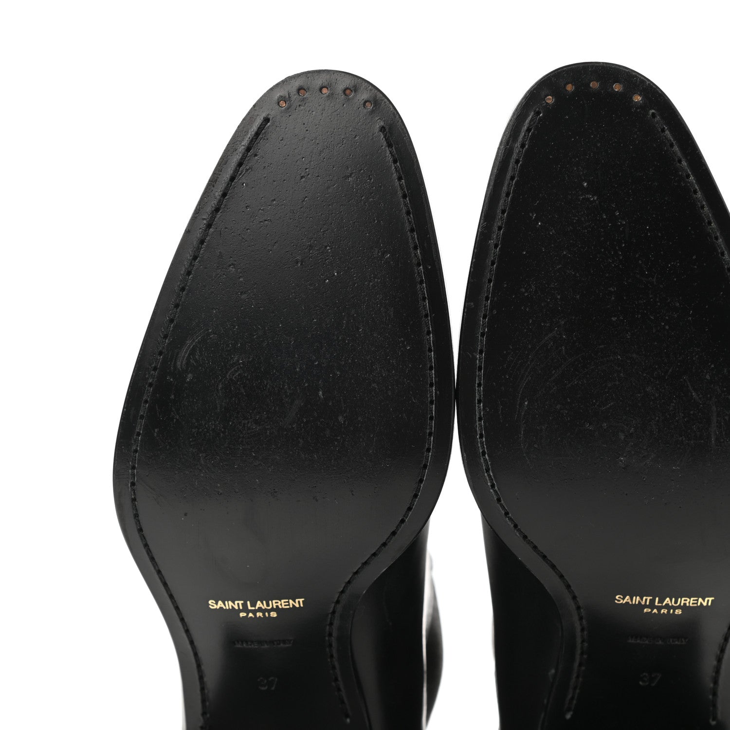 Saint Laurent Calfskin Womens Wyatt Chelsea Boots 37 Black 9 of 10