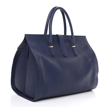 Balenciaga Grained Calfskin M Tube Round Tote Bleu Nautique 2 of 11