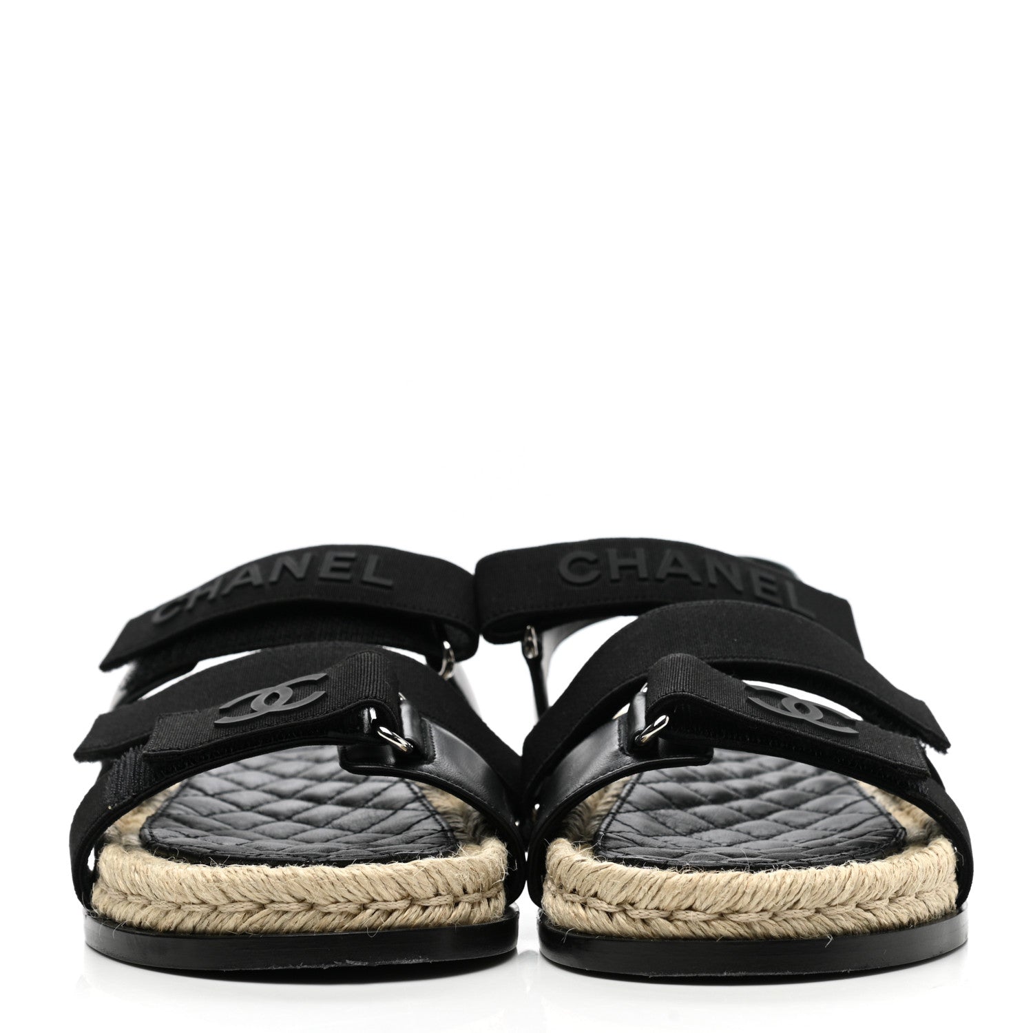 Chanel Stretch Fabric Lambskin CC Flat Sandals 36 Black 2 of 10