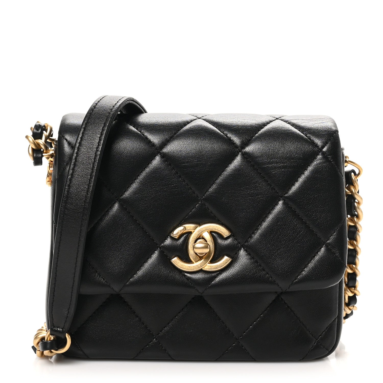 Chanel Lambskin Quilted Mini Side Note Flap Black 1732437