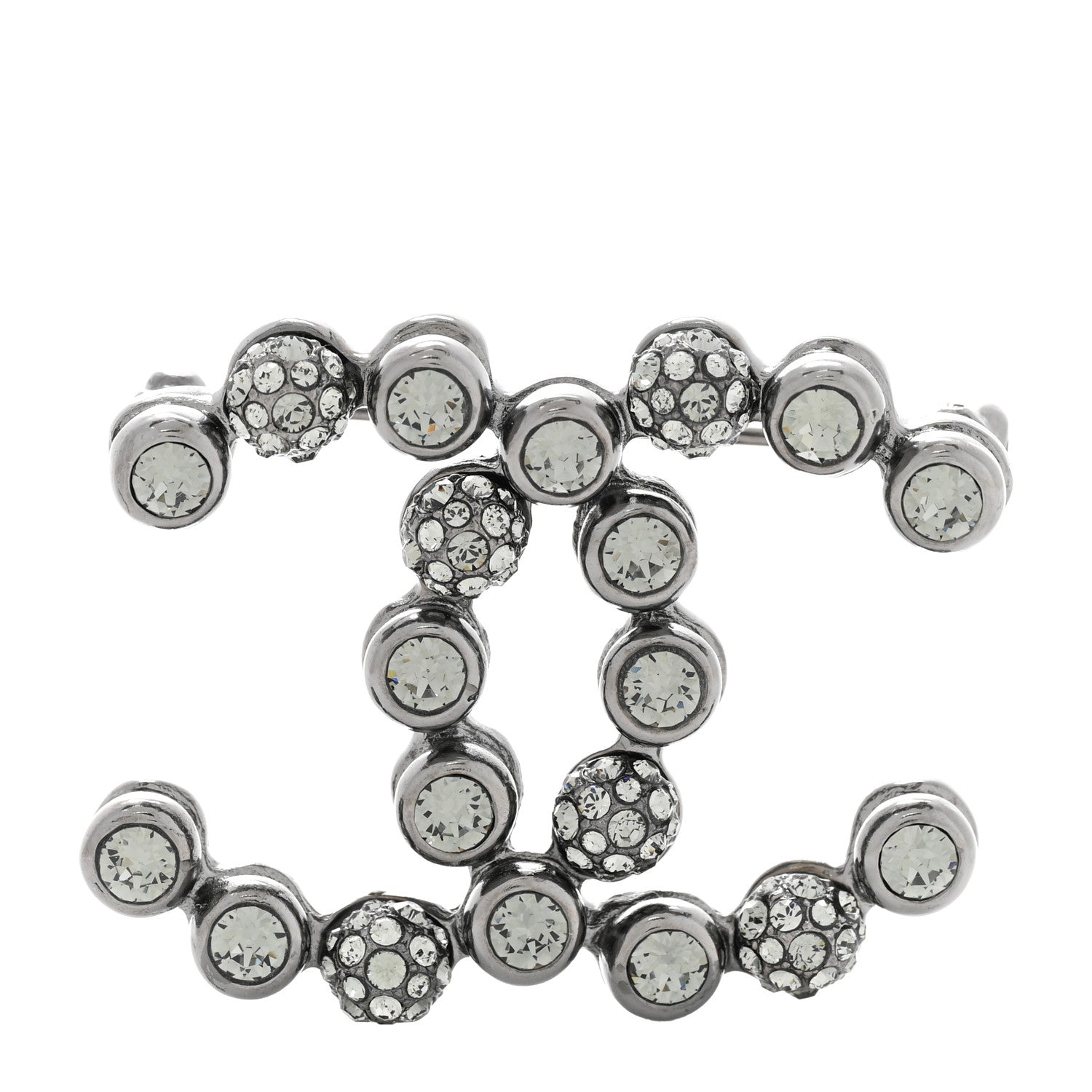 Chanel Ruthenium Crystal CC Brooch 1 of 4