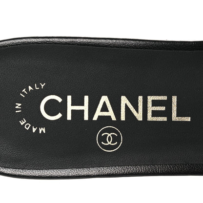 Chanel Lambskin Camellia Sandal Mules 37.5 Black 9 of 11