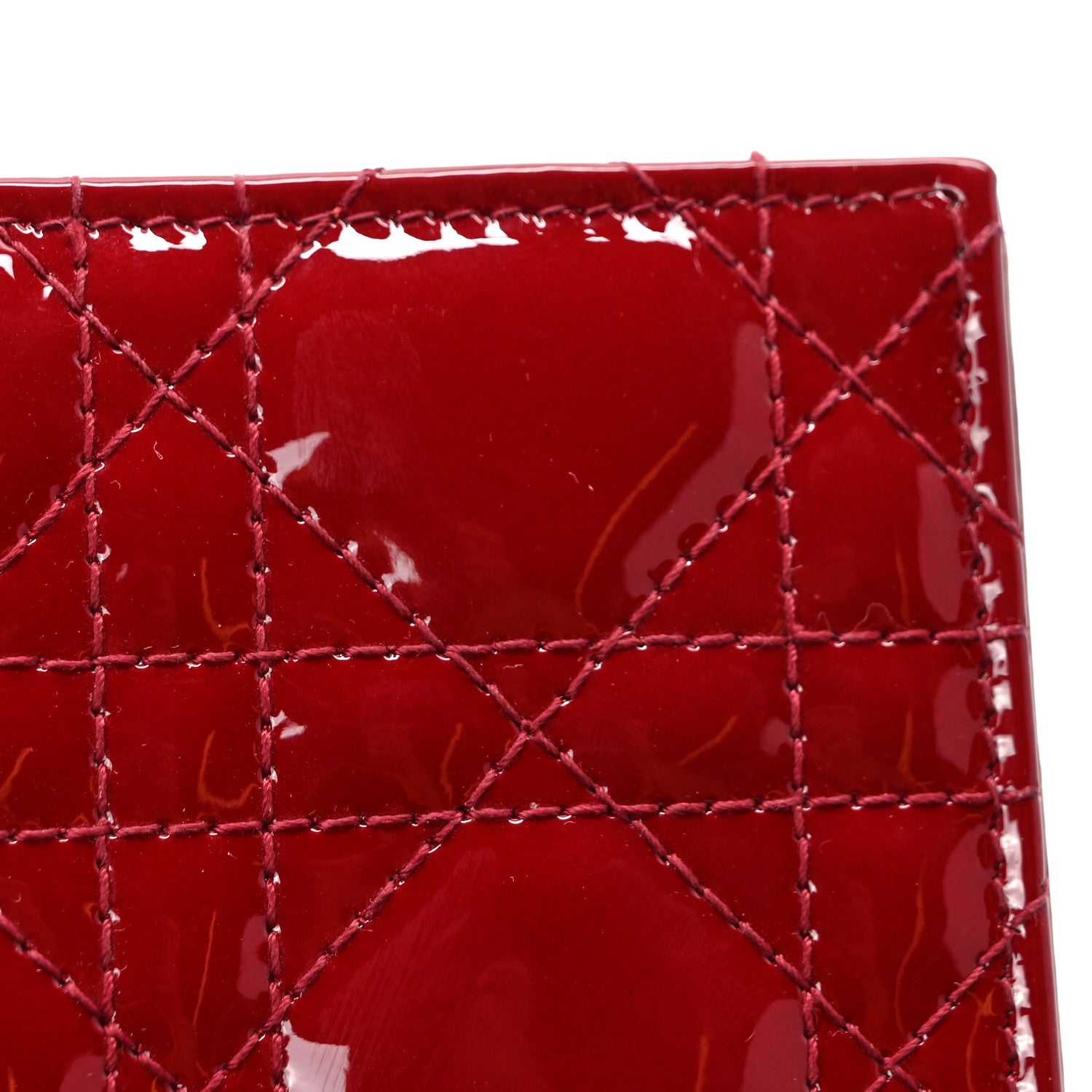 Christian Dior Patent Cannage Mini Lady Dior Wallet Cherry Red 8 of 9