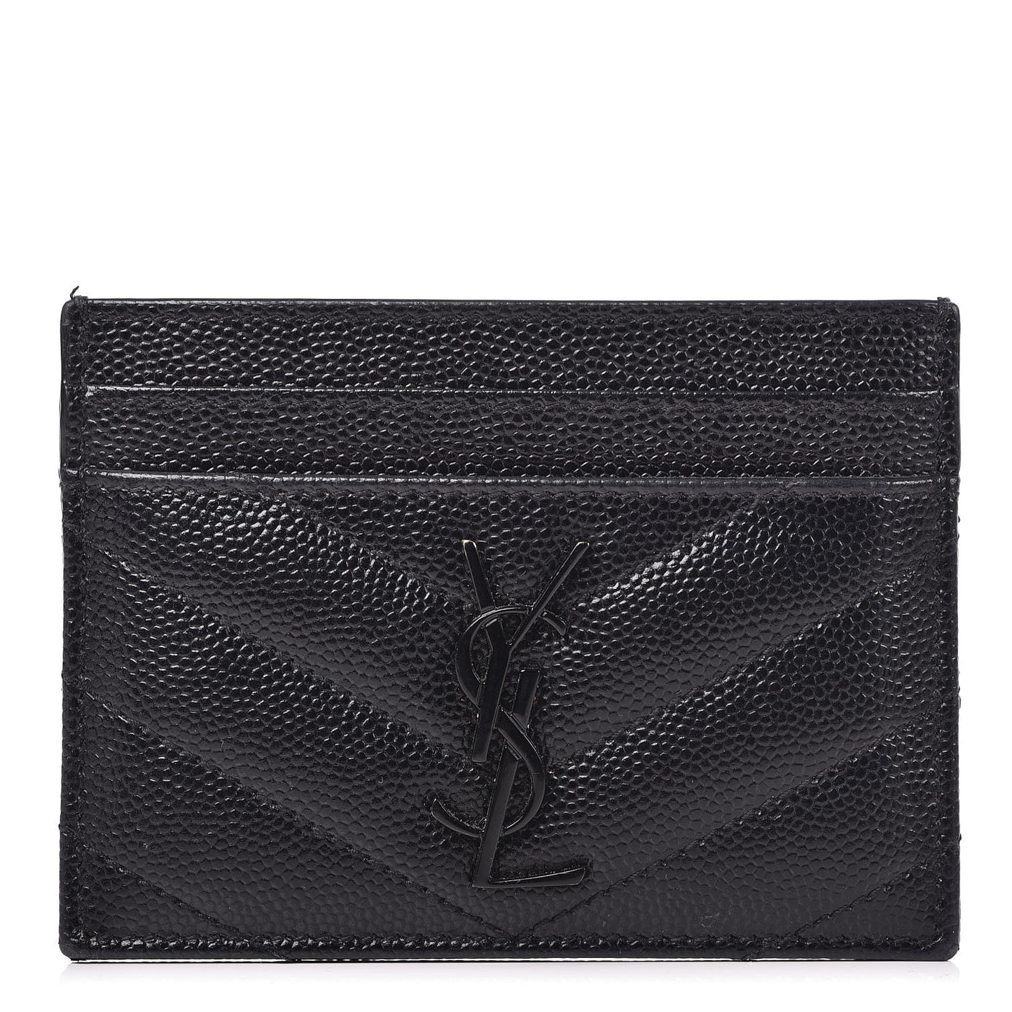 Grain De Poudre Matelasse Chevron Monogram Credit Card Case Black