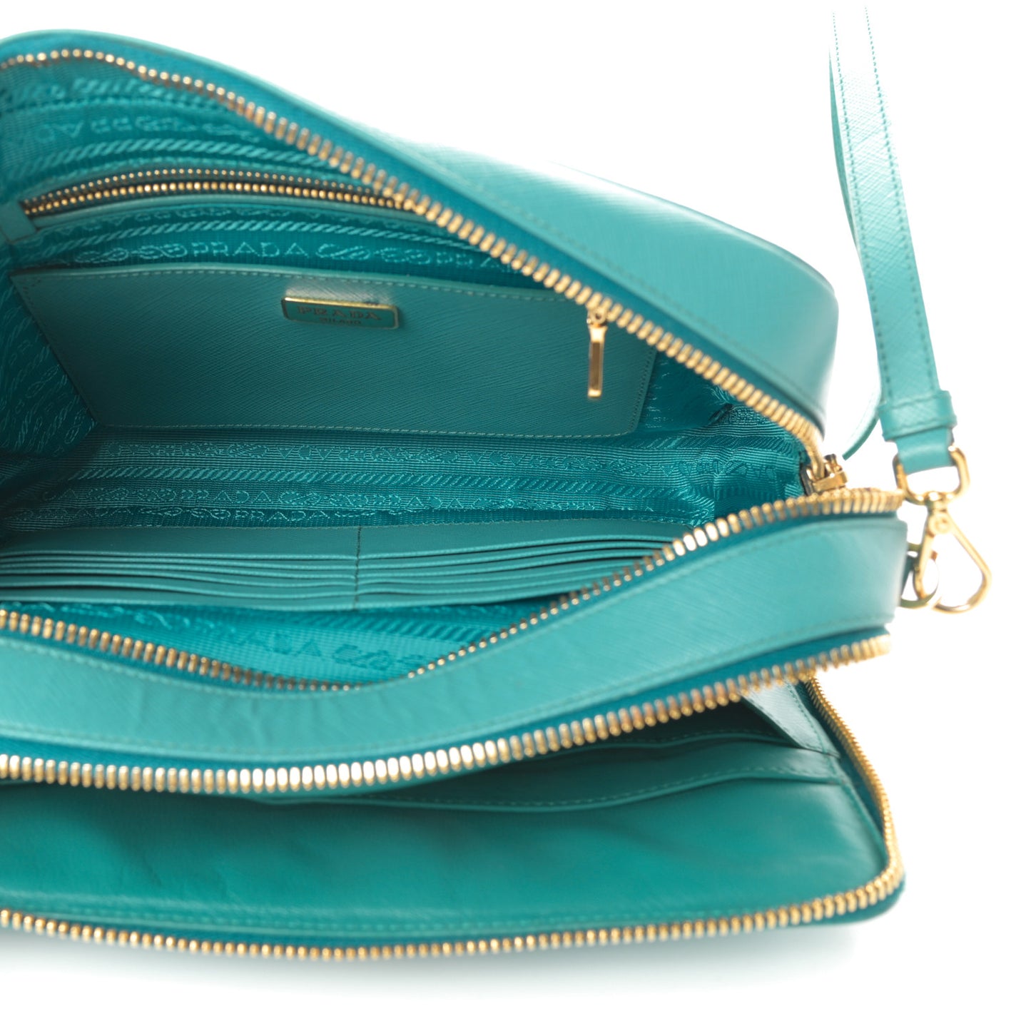 Saffiano Double Zip Camera Bag Turchese