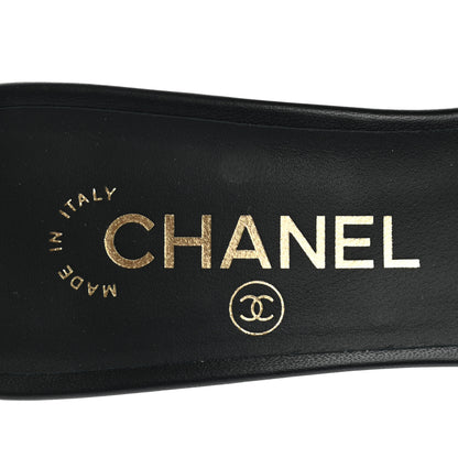 Chanel Lambskin Grosgrain Cap Toe Logo Ankle Strap Pumps 38 Black 7 of 9