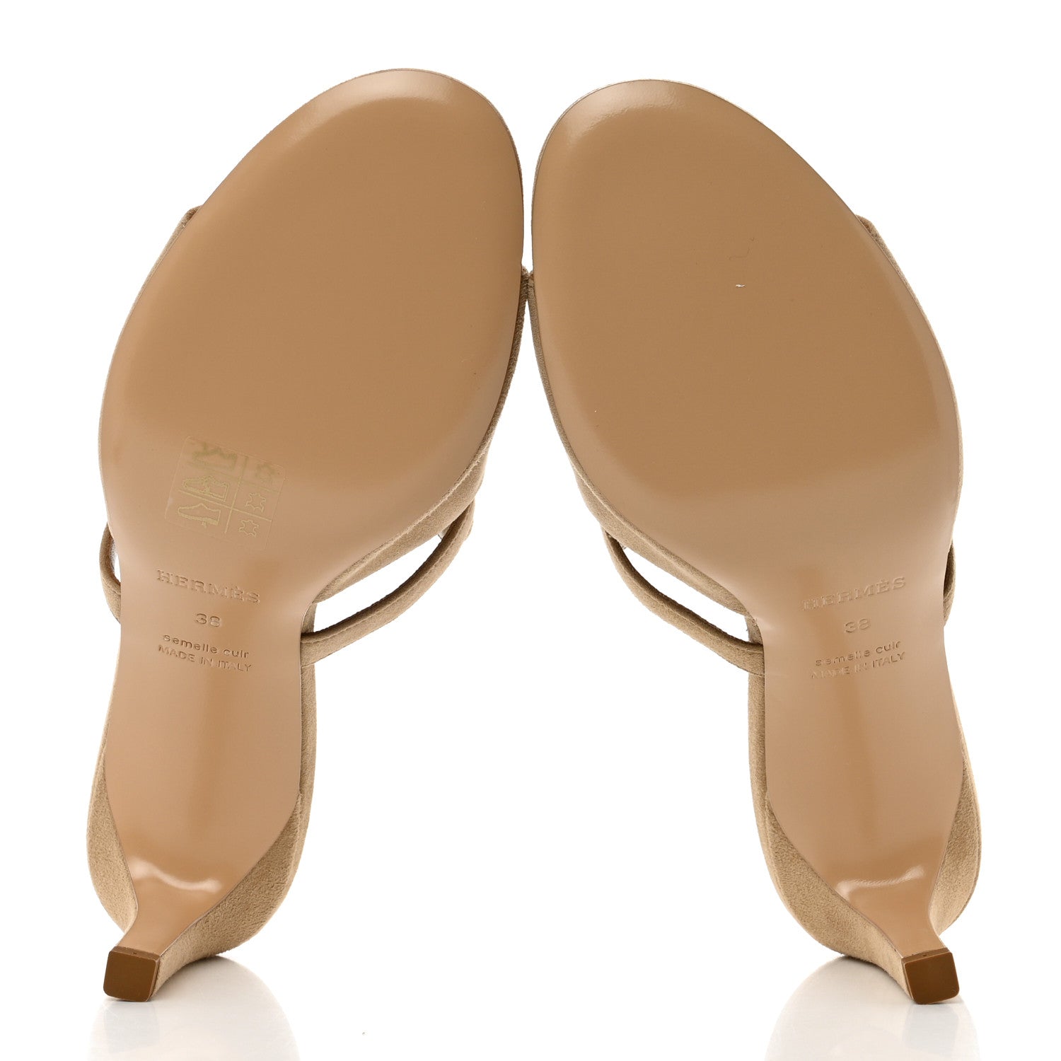 Hermes Suede Goatskin Satin Cute Sandals 38 Beige Argile 5 of 9