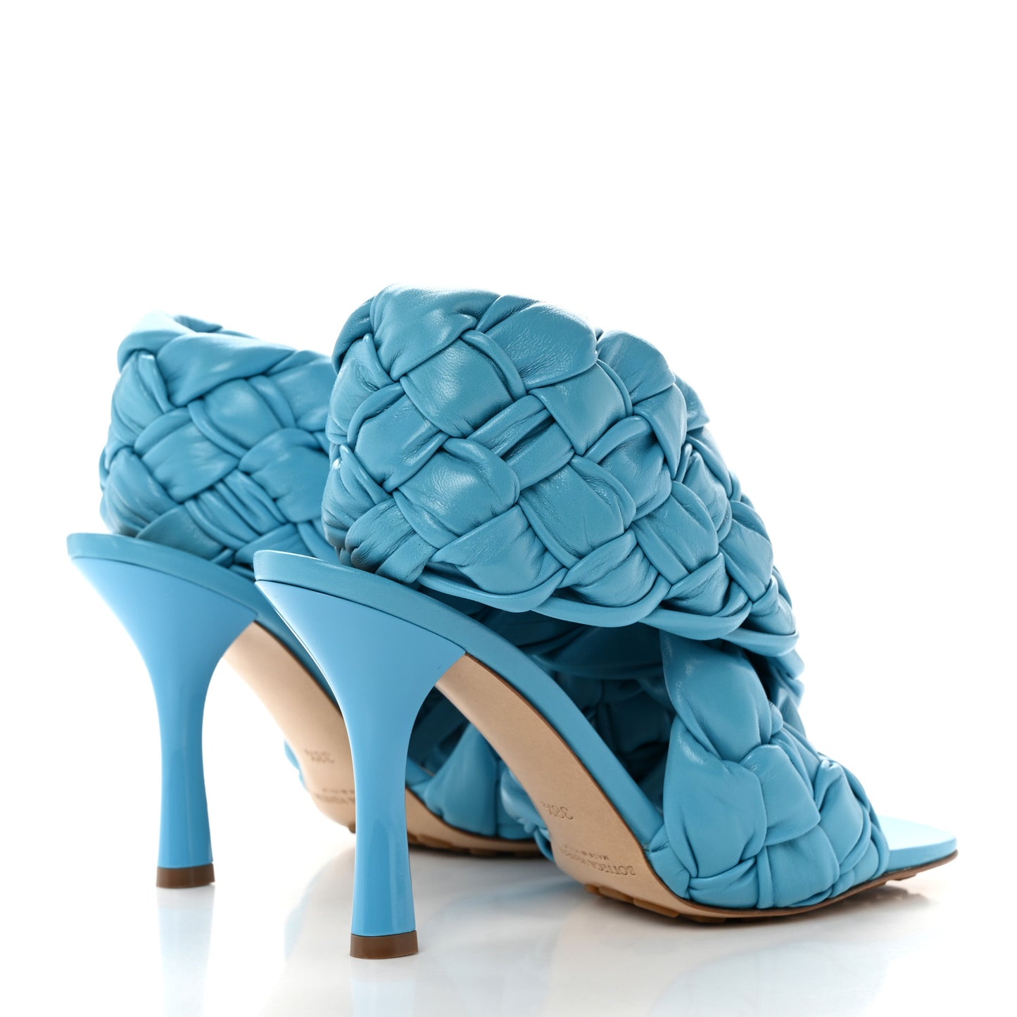 Shiny Nappa Intrecciato The Board Sandals 38.5 Sky Blue