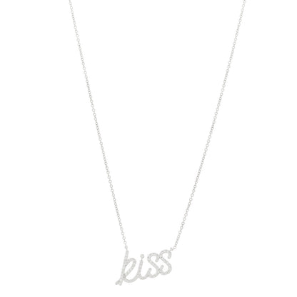 Tiffany 18K White Gold Diamond Small Paloma's Graffiti Kiss Pendant Necklace 1 of 5