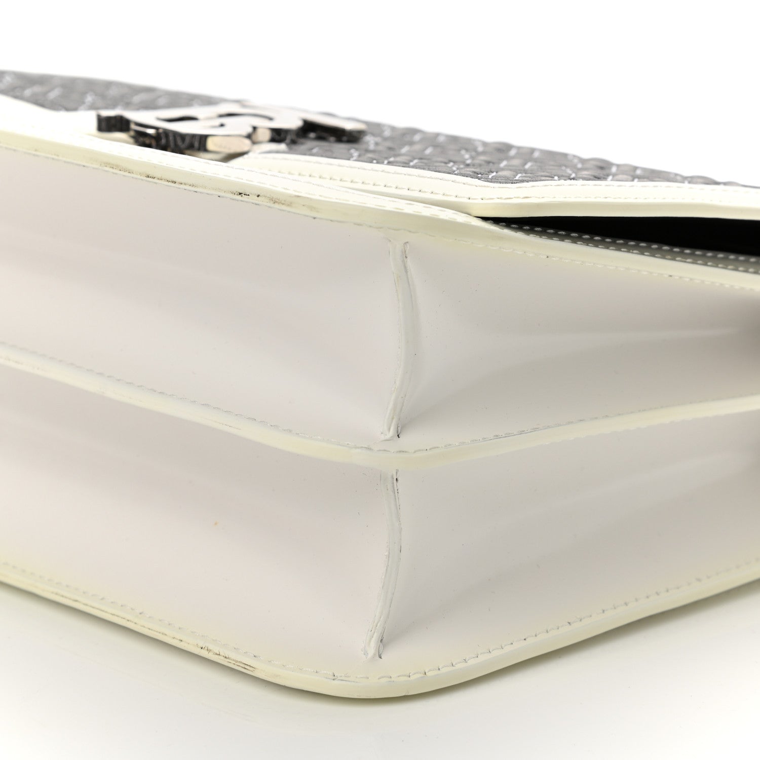 Burberry Calfskin Monogram Embossed Medium TB Chain Bag Black White 9 of 9