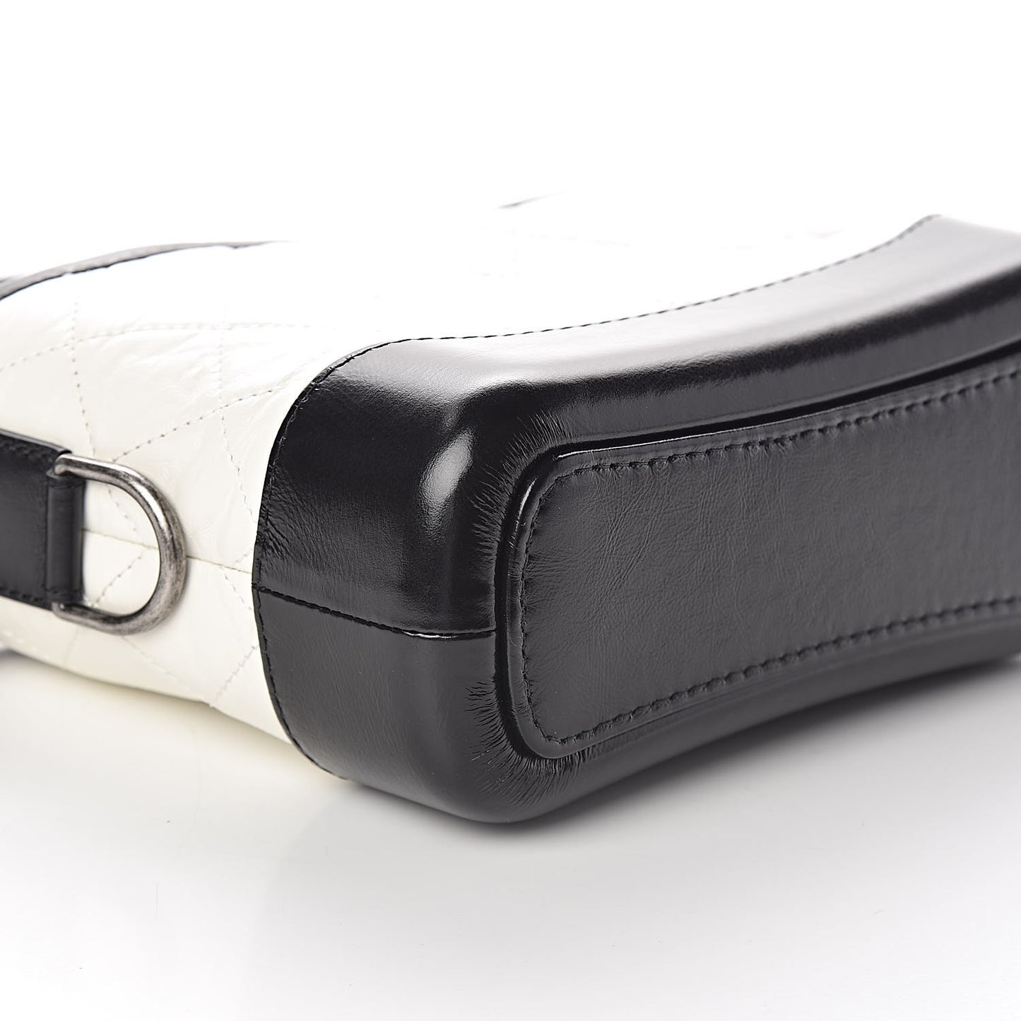 Aged Calfskin Quilted Small Gabrielle Hobo Black White