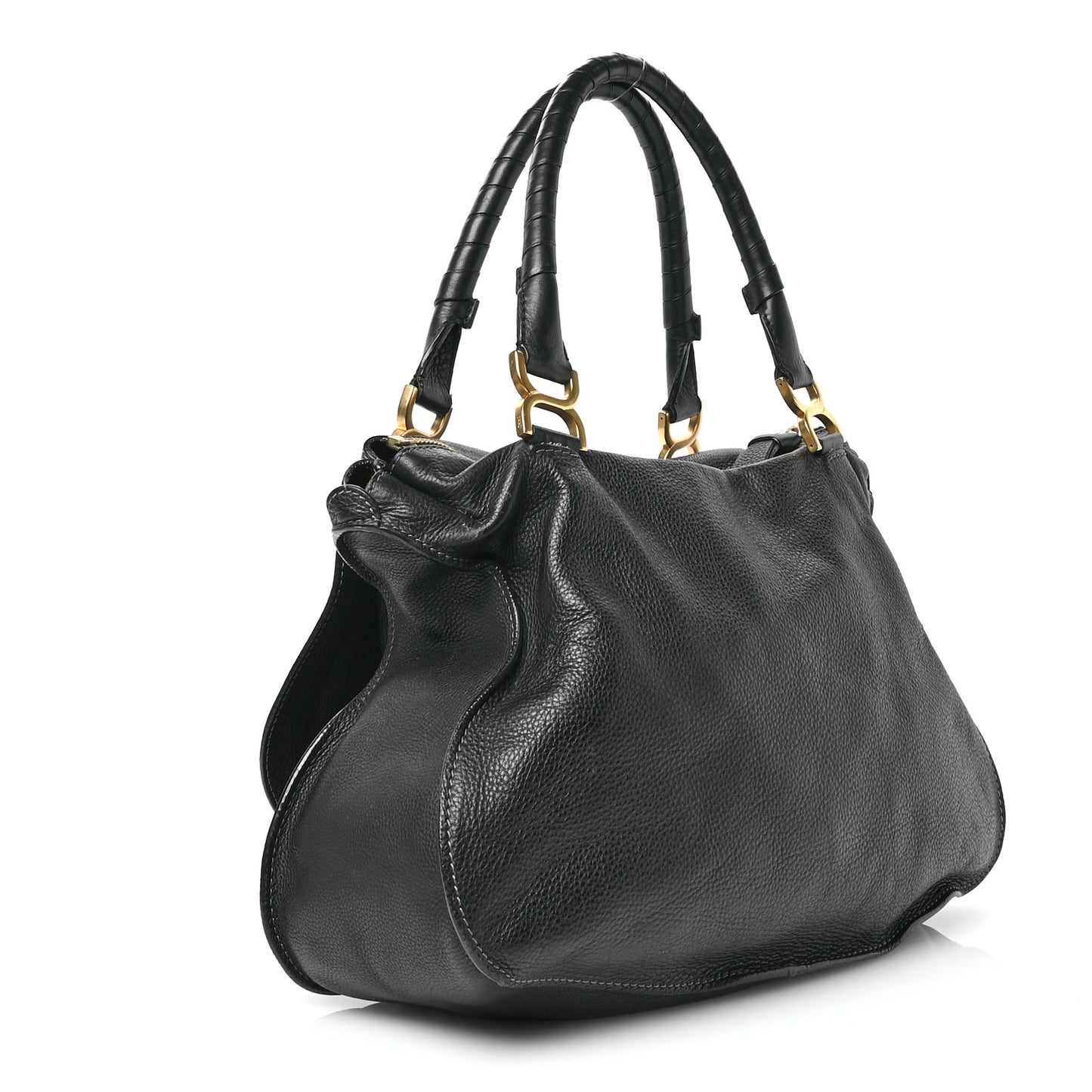 Calfskin Large Marcie Satchel Black