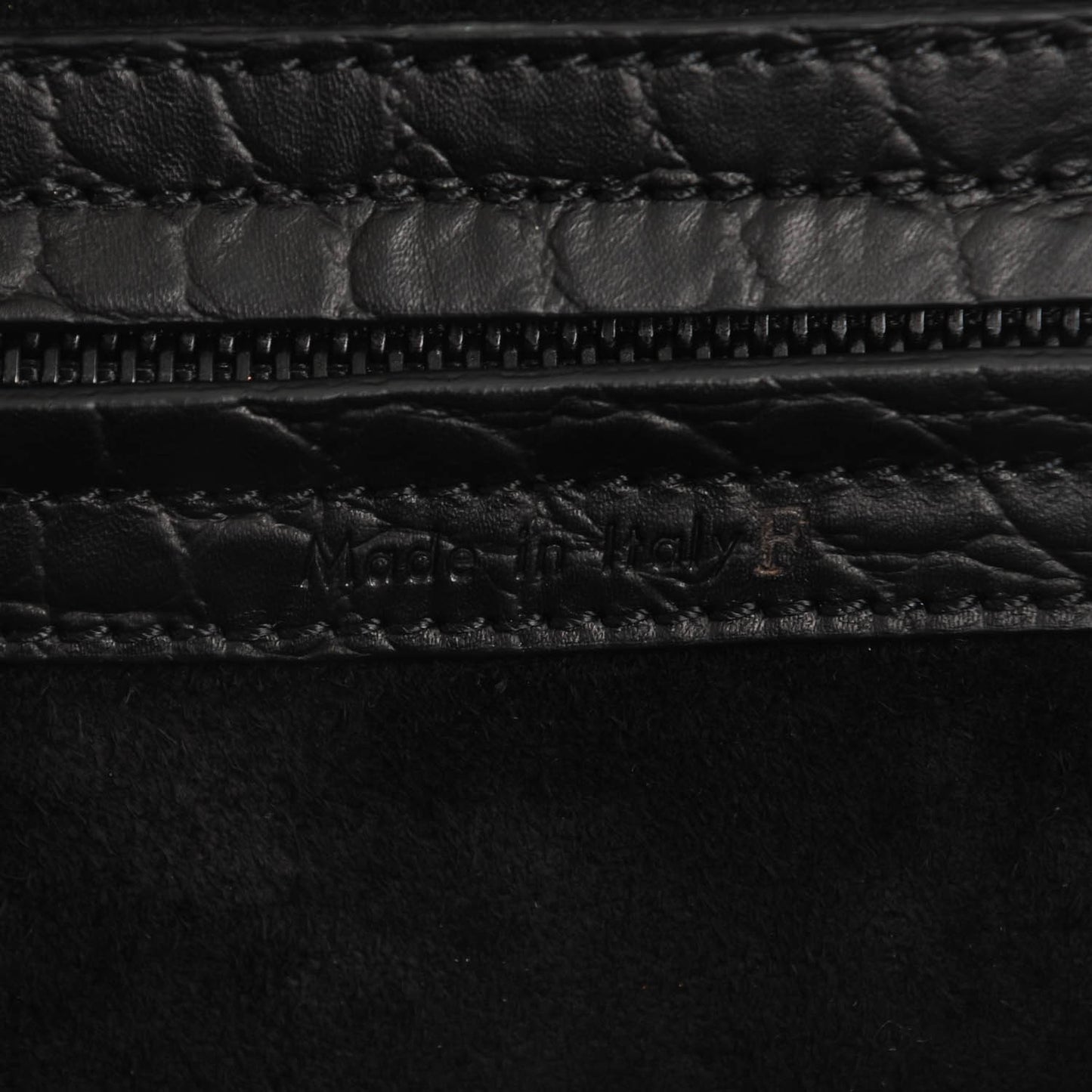 Crocodile Embossed Calfskin Medium Phantom Luggage Black