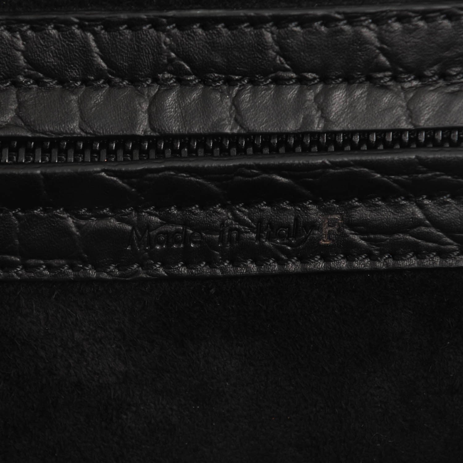 Celine Crocodile Embossed Calfskin Medium Phantom Luggage Black 6 of 7