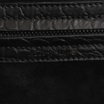 Celine Crocodile Embossed Calfskin Medium Phantom Luggage Black 6 of 7