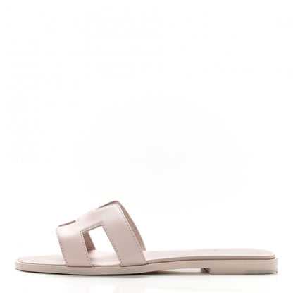 Hermes Box Calfskin Oran Sandals 36.5 Rose Pale 1 of 9