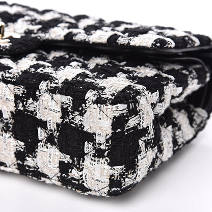 Chanel Tweed Quilted Medium Double Flap Black Ecru White 9 of 11