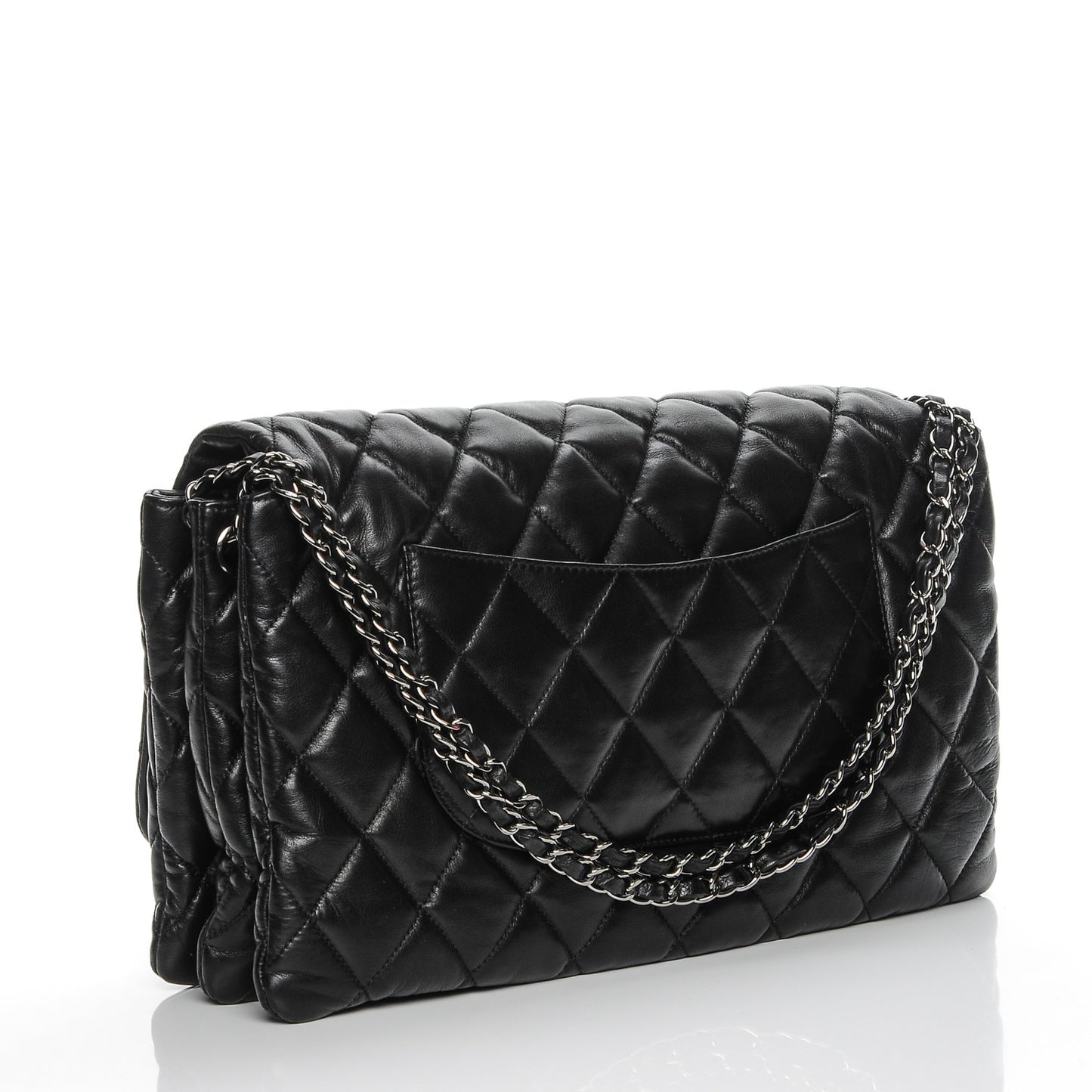 Lambskin Quilted Large 3 Flap Black