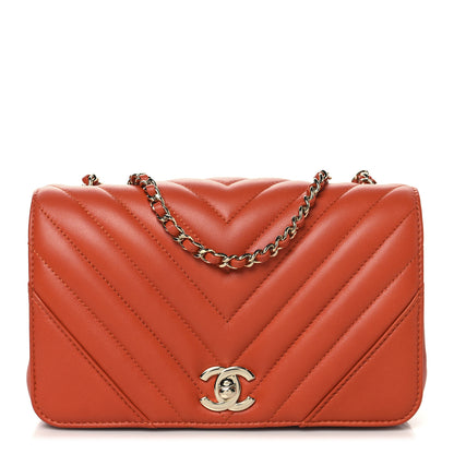 Chanel Calfskin Chevron Quilted Mini Statement Flap Dark Orange 1 of 10