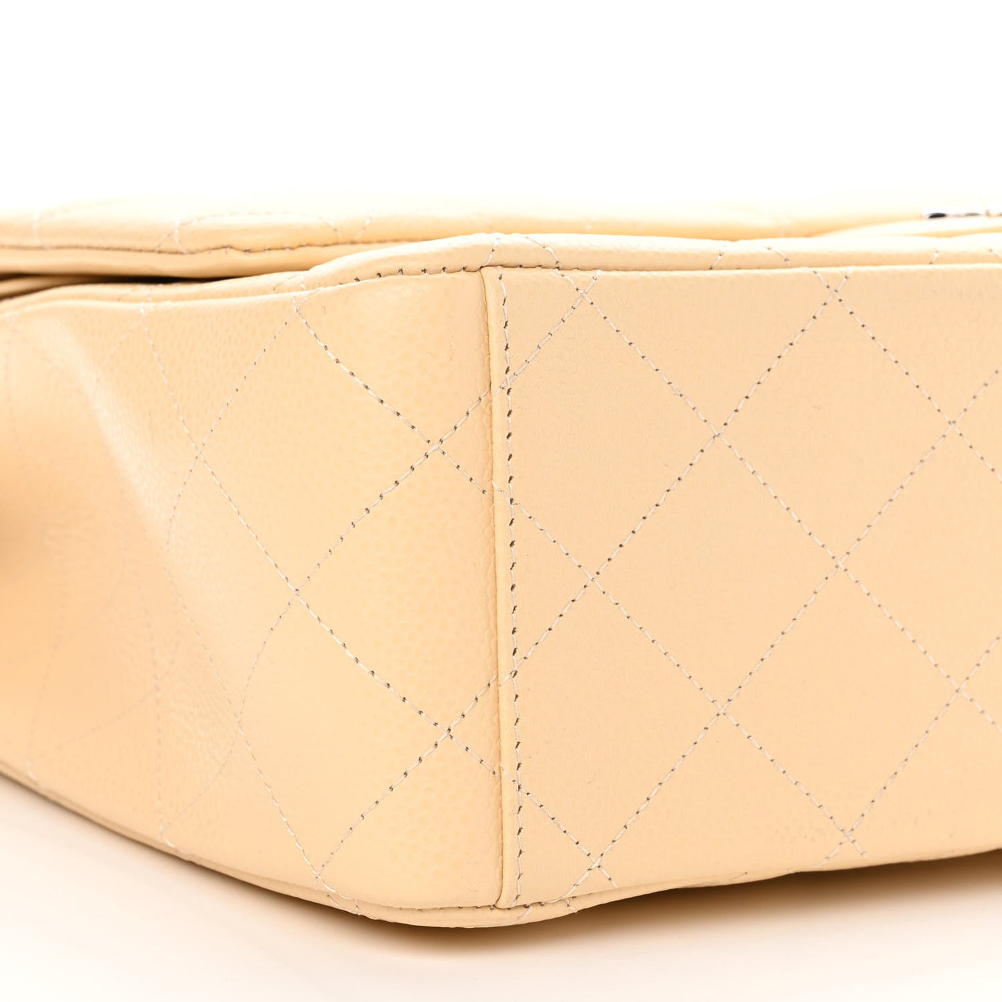 Caviar Quilted Maxi Double Flap Beige