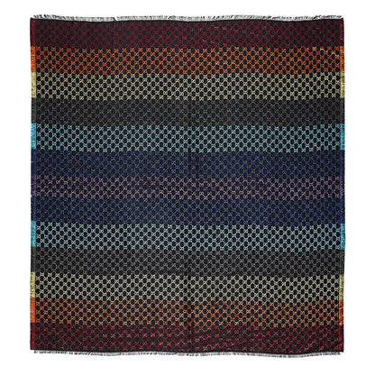 Gucci Viscose Cotton Silk Jacquard GG Monogram Shiny Summer Square Shawl Black Multicolor 1 of 4