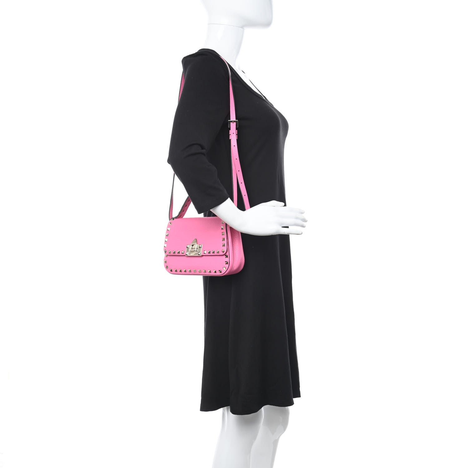 Valentino Garavani Grained Calfskin Small Rockstud Top Handle Bag Feminine Pink 2 of 9