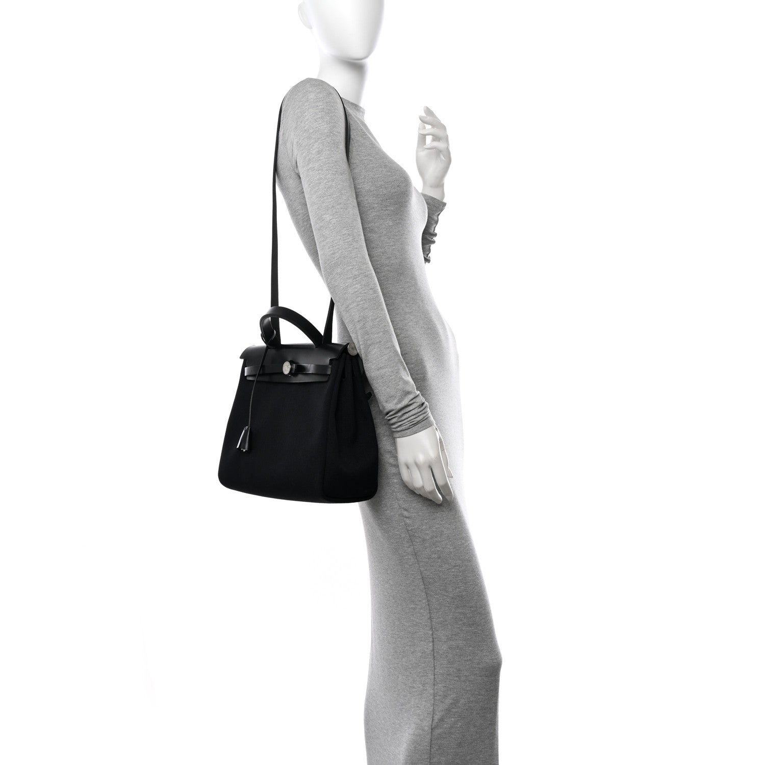 Hermes Military Toile Vache Hunter Herbag Zip Retourne 31 PM Black 2 of 13