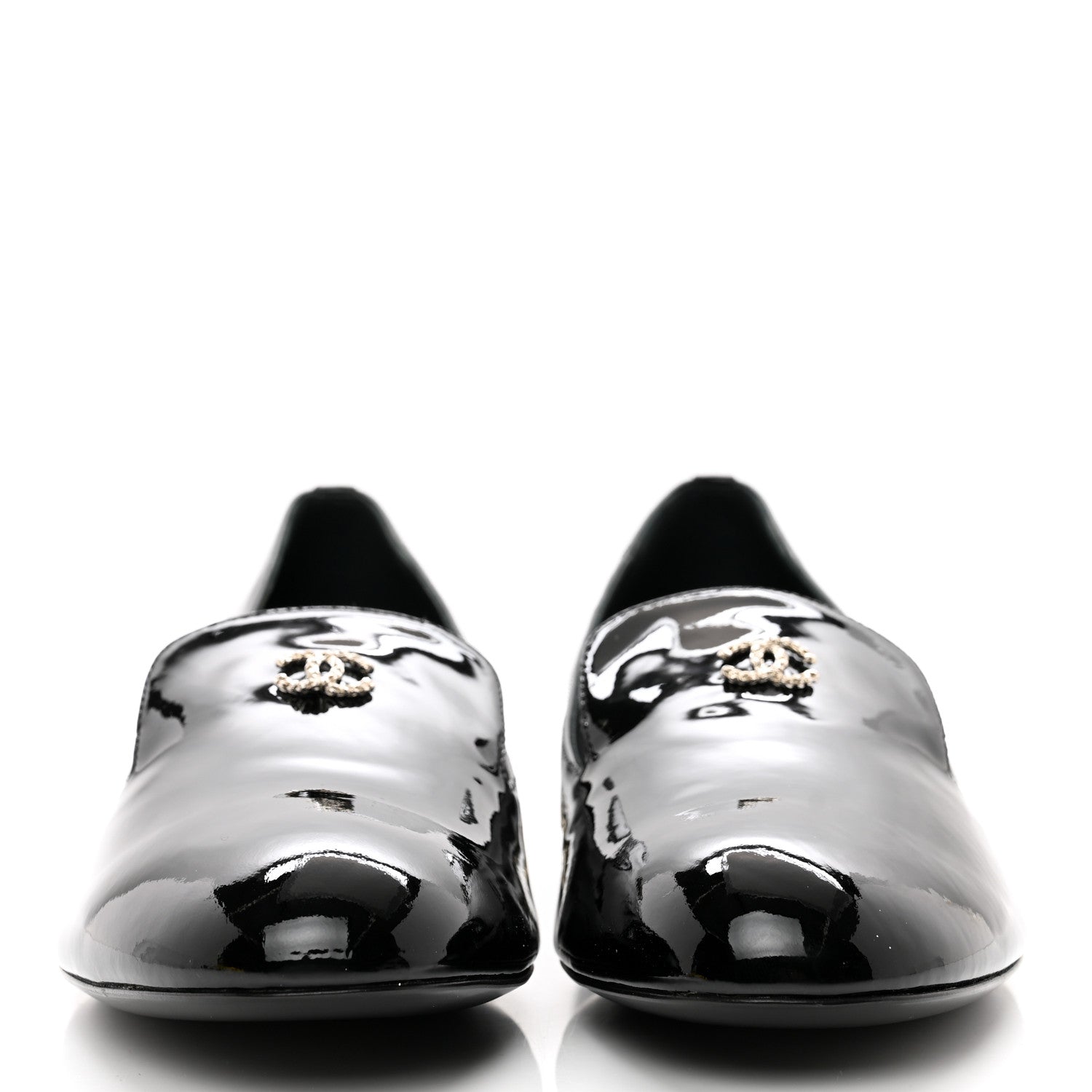 Chanel Patent Calfskin Pearl CC Loafers 41 Black 2 of 9