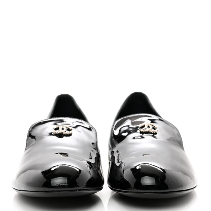 Chanel Patent Calfskin Pearl CC Loafers 41 Black 2 of 9
