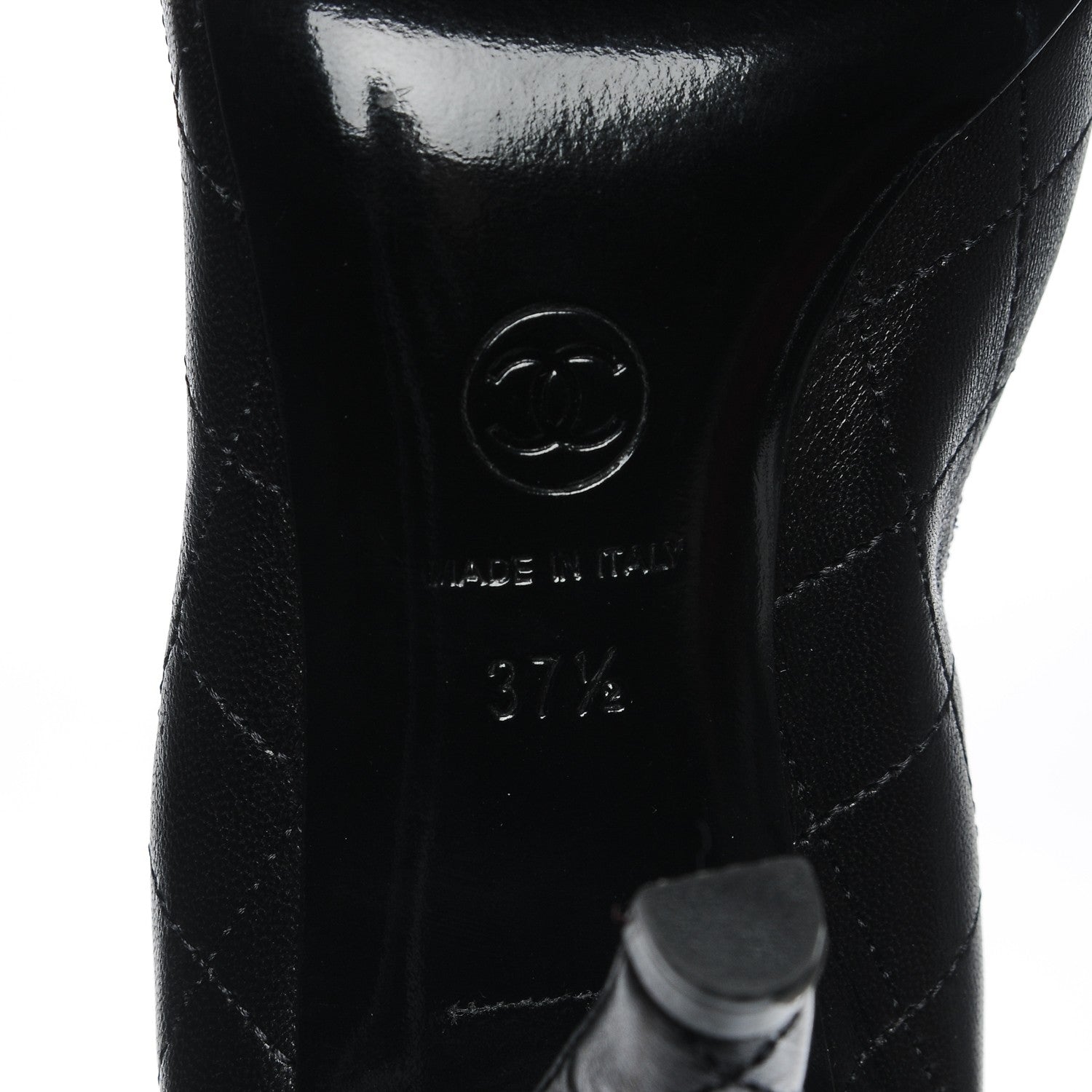 Chanel Lambskin Quilted CC Pumps 37.5 Black 6 of 7