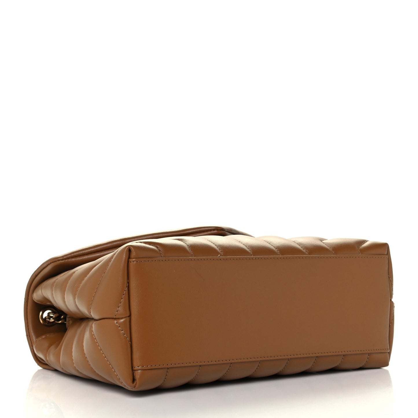 Calfskin Y Quilted Monogram Small Loulou Chain Satchel Dark Natural