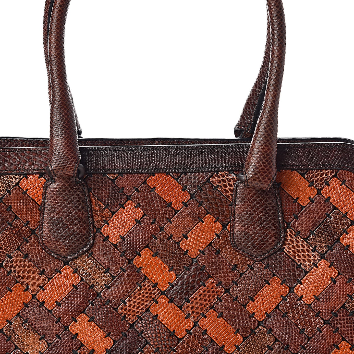 Ayers Karung Intrecciato Patchwork Shoulder Bag Ash Scuro Rust Clay