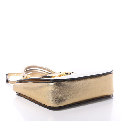 Miu Miu Metallic Goatskin Madras Bi-Color Shopping Tote White Pyrite 5 of 9