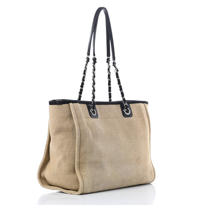 Chanel Canvas Small Deauville Tote Beige Black 3 of 15