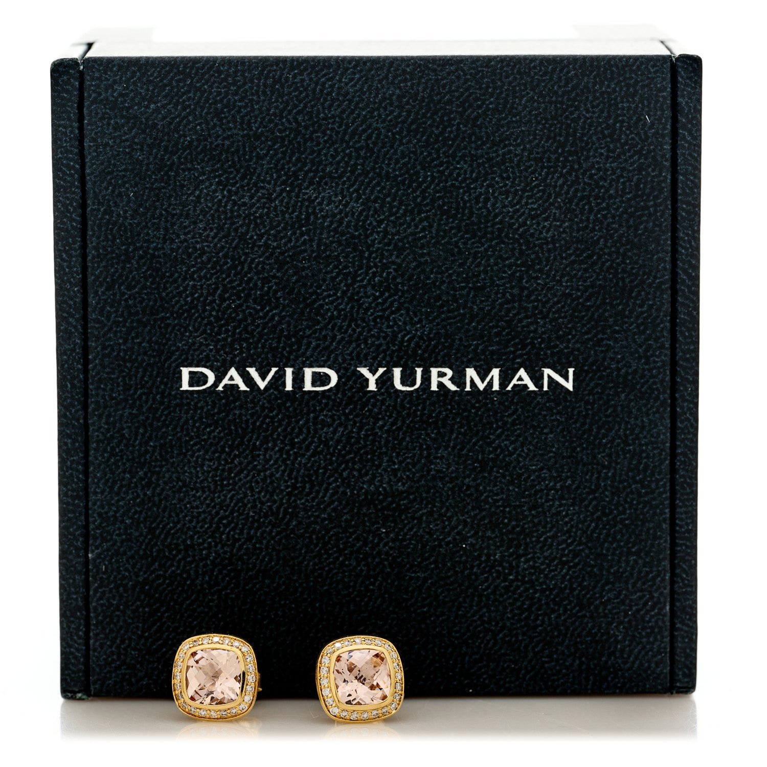 David Yurman 18K Yellow Gold Diamond Morganite 7mm Albion Earrings 5 of 5