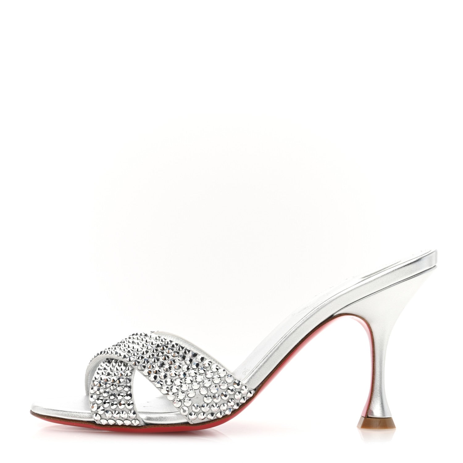 Christian Louboutin Suede Metallic Kid Lambskin Strass Mariza Is Back 85 Sandals 36 Silver 1 of 8